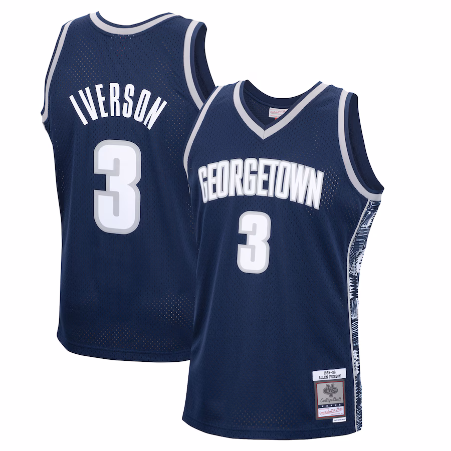 Men's Mitchell & Ness Allen Iverson Navy Georgetown Hoyas 1995/96 Swingman Replica Jersey - Puhuasuan