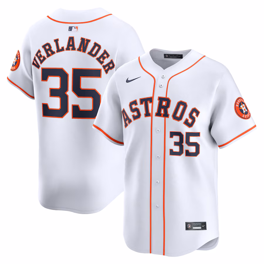 Men's Houston Astros Justin Verlander Nike White Home Limited Player Jersey - Puhuasuan