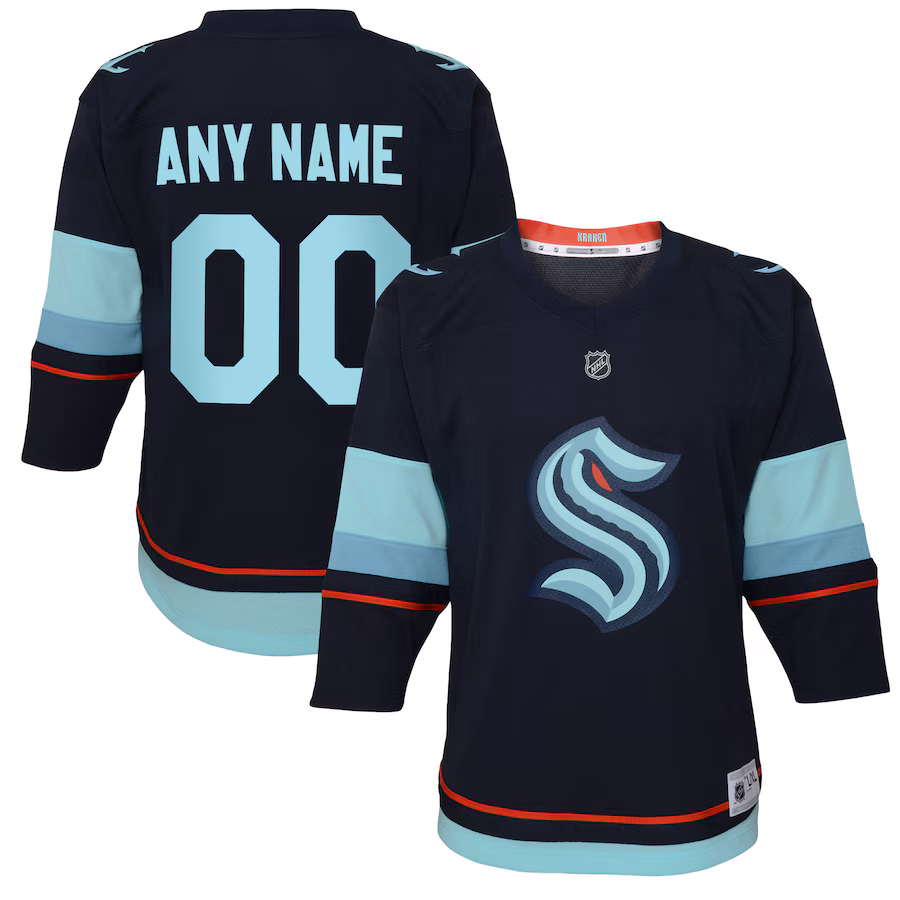 Youth Seattle Kraken Navy Home Replica Custom Jersey - Puhuasuan