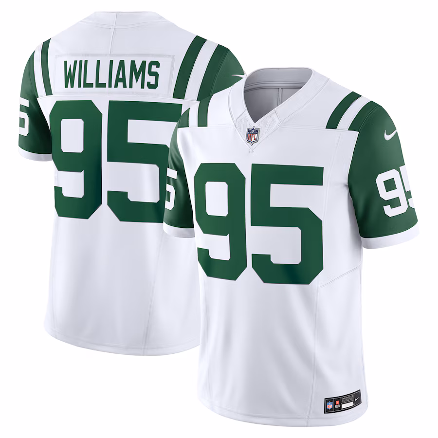 Men's New York Jets Quinnen Williams Nike White Classic Alternate Vapor F.U.S.E. Limited Jersey - Puhuasuan