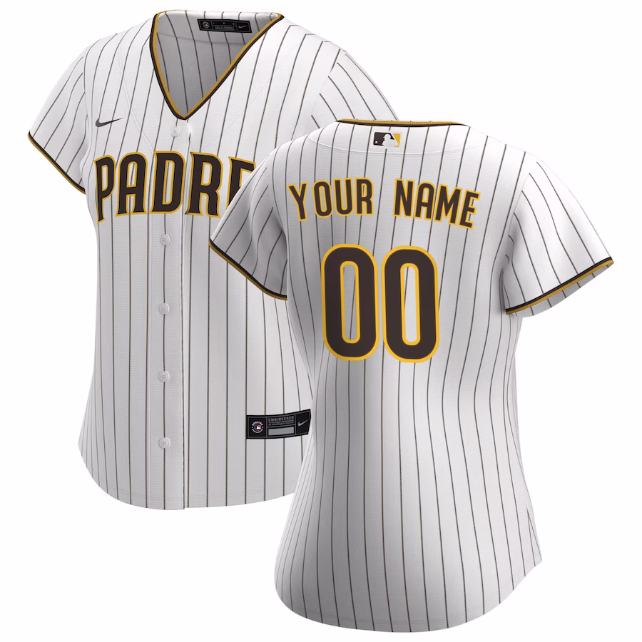 Women's San Diego Padres Nike White Home Replica Custom Jersey - Puhuasuan