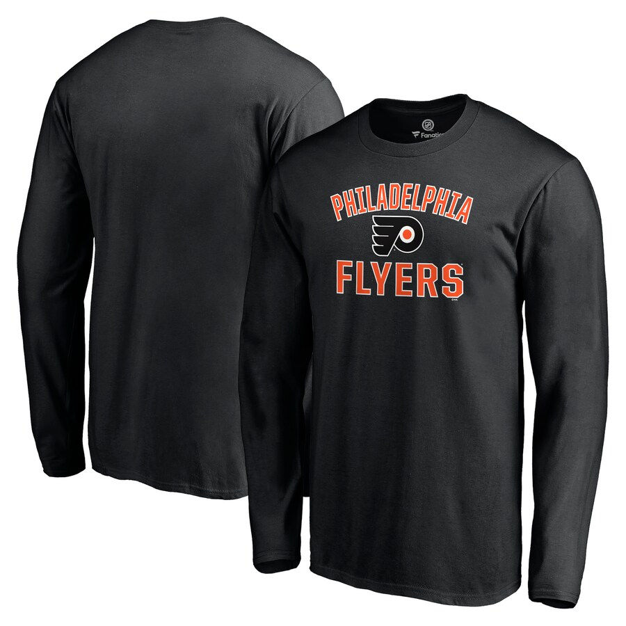Men's Philadelphia Flyers Black Victory Arch Long Sleeve T-Shirt - Puhuasuan