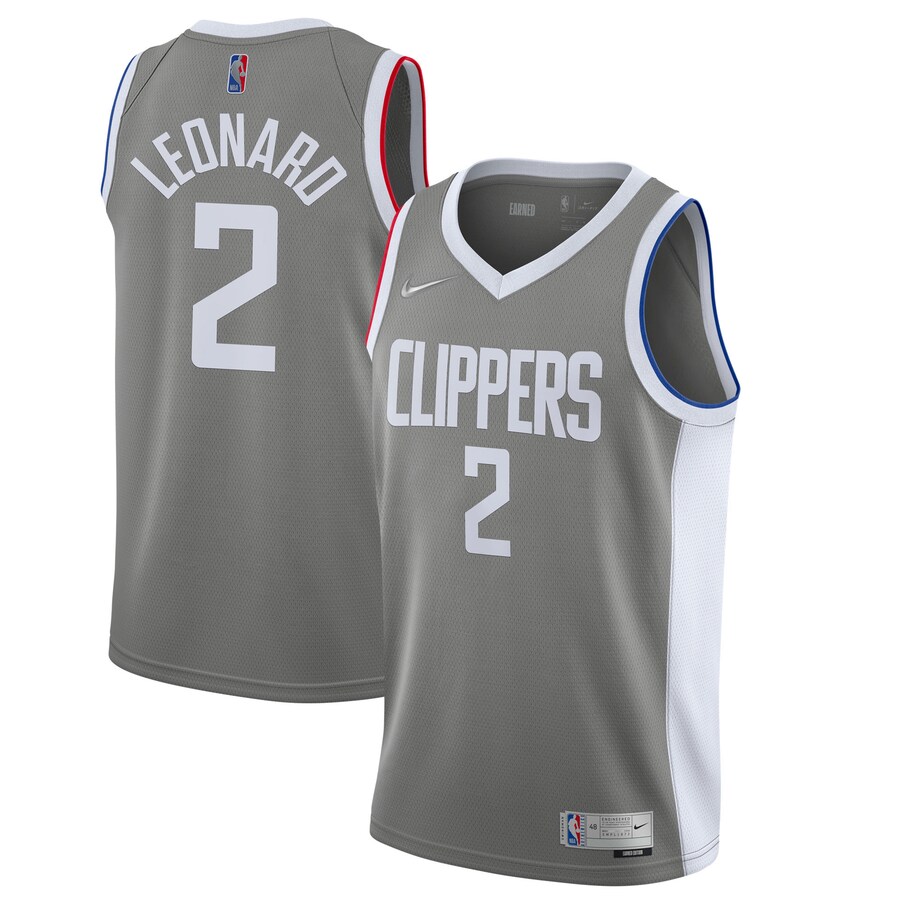 Men's LA Clippers Kawhi Leonard Nike Gray 2020/21 Swingman Player Jersey - Earned Edition - Puhuasuan