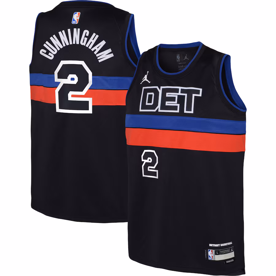 Youth Detroit Pistons Cade Cunningham Jordan Brand Black Swingman Jersey - Statement Edition - Puhuasuan