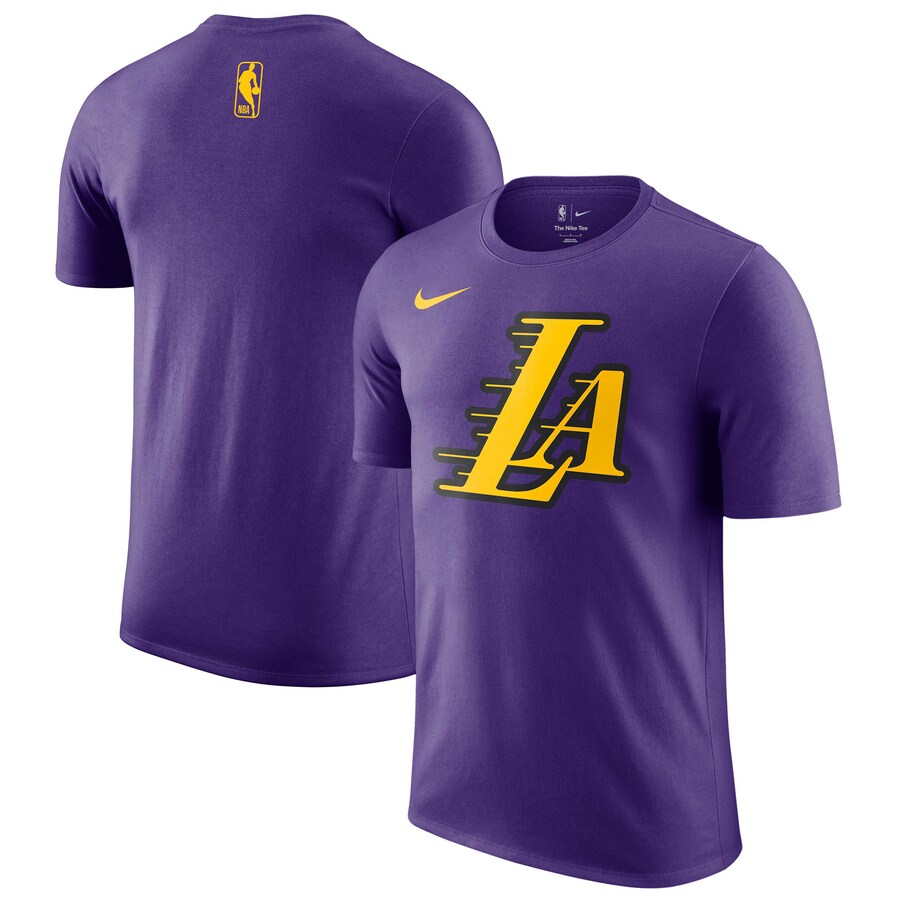 Men's Los Angeles Lakers Nike Purple 2024/25 City Edition Essential Logo T-Shirt - Puhuasuan