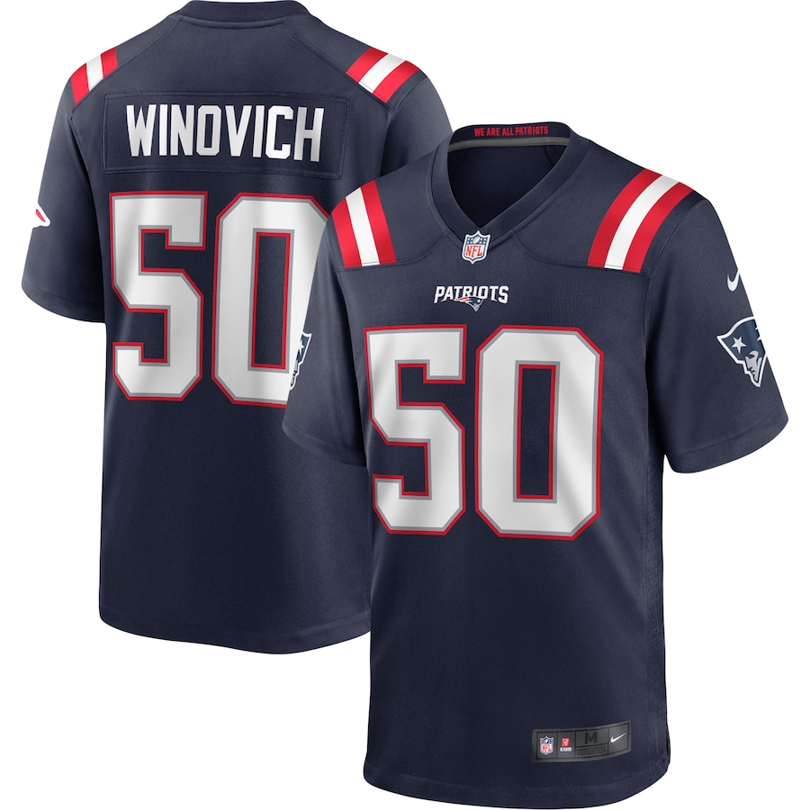 Men's New England Patriots Chase Winovich Nike Navy Game Player Jersey - Puhuasuan