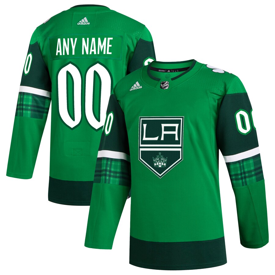 Men's Los Angeles Kings  adidas Kelly Green St. Patrick's Day Authentic Custom Jersey - Puhuasuan