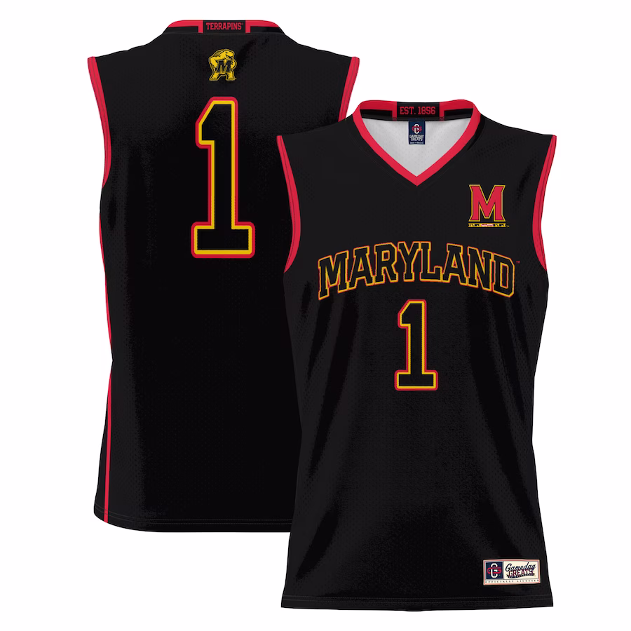 #1 Maryland Terrapins GameDay Greats Youth Lightweight Basketball Jersey - Black - Puhuasuan