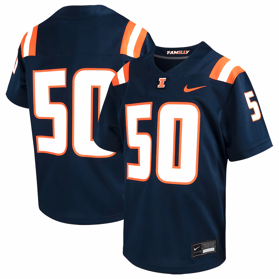 #50 Illinois Fighting Illini Nike Youth Game Jersey - Navy - Puhuasuan