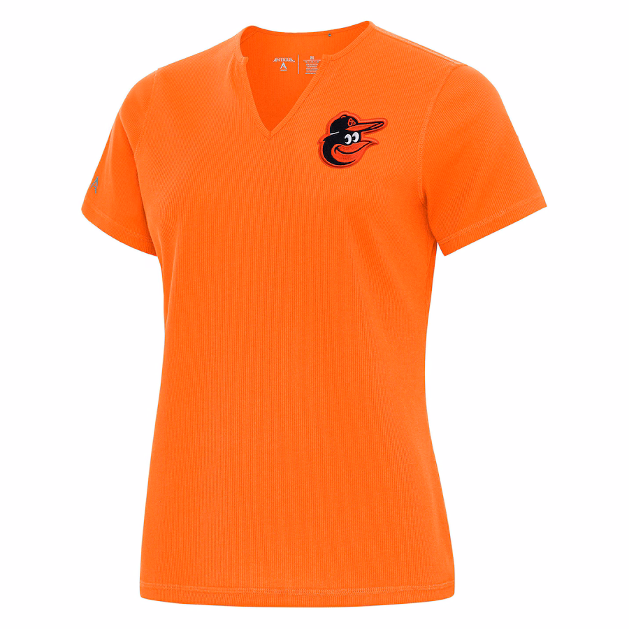 Women's Baltimore Orioles Antigua Orange Notch Neck T-Shirt - Puhuasuan