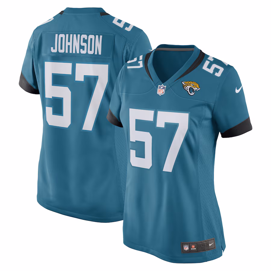 Women's Jacksonville Jaguars Caleb Johnson Nike Teal Game Player Jersey - Puhuasuan
