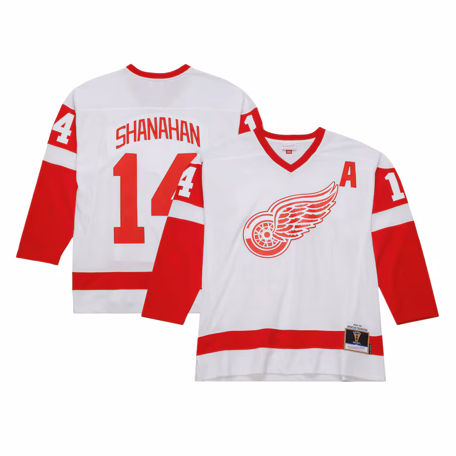 Men's Detroit Red Wings Brendan Shanahan Mitchell & Ness White 2001/02 Alternate Captain Blue Line Player Jersey - Puhuasuan