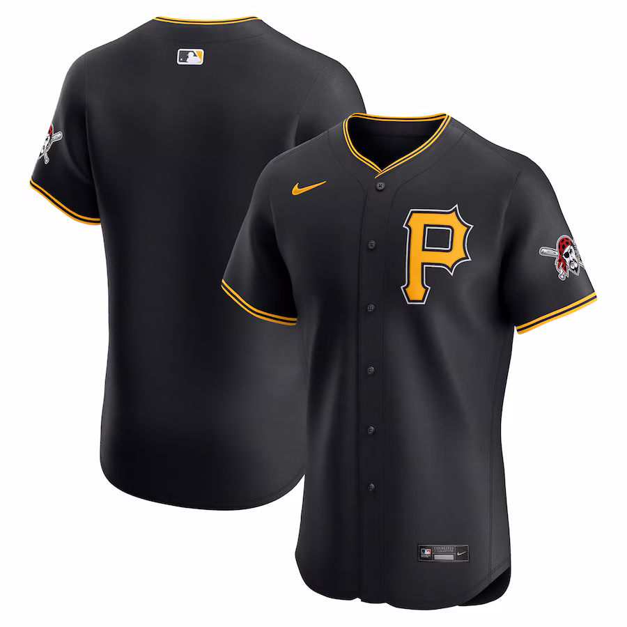 Men's Pittsburgh Pirates Nike Black Alternate Vapor Premier Elite Patch Jersey - Puhuasuan