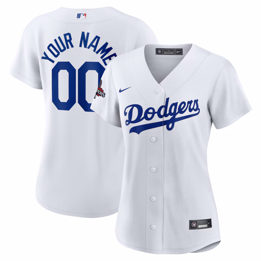 Women's Los Angeles Dodgers Nike White 2024 World Series Champions Home Custom Replica Jersey - Puhuasuan