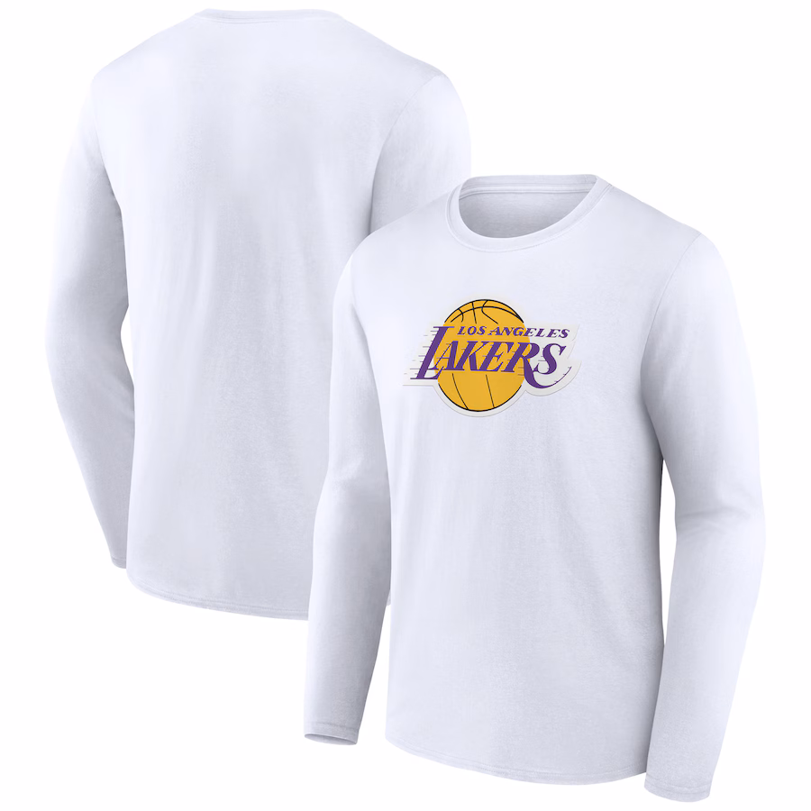 Men's Los Angeles Lakers White Alternate Logo Long Sleeve T-Shirt - Puhuasuan