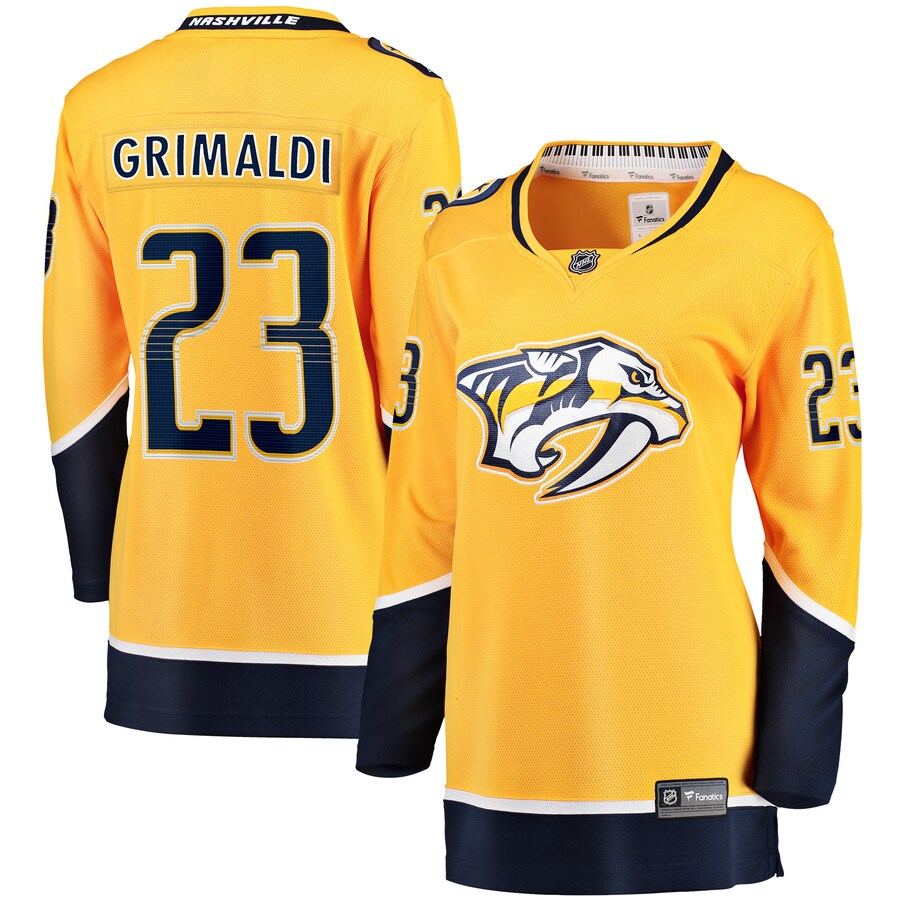 Women's Nashville Predators Rocco Grimaldi Fanatics Branded Gold Home Breakaway Player Jersey - Puhuasuan