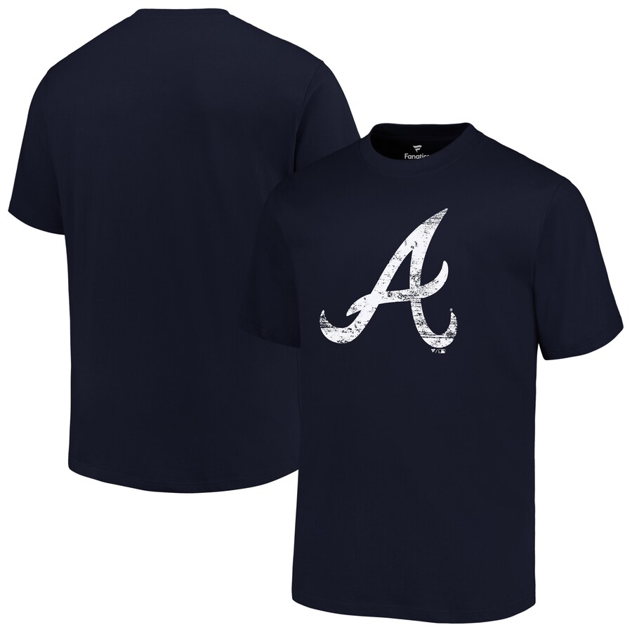 Men's Atlanta Braves Profile Navy Big & Tall Primary Logo T-Shirt - Puhuasuan