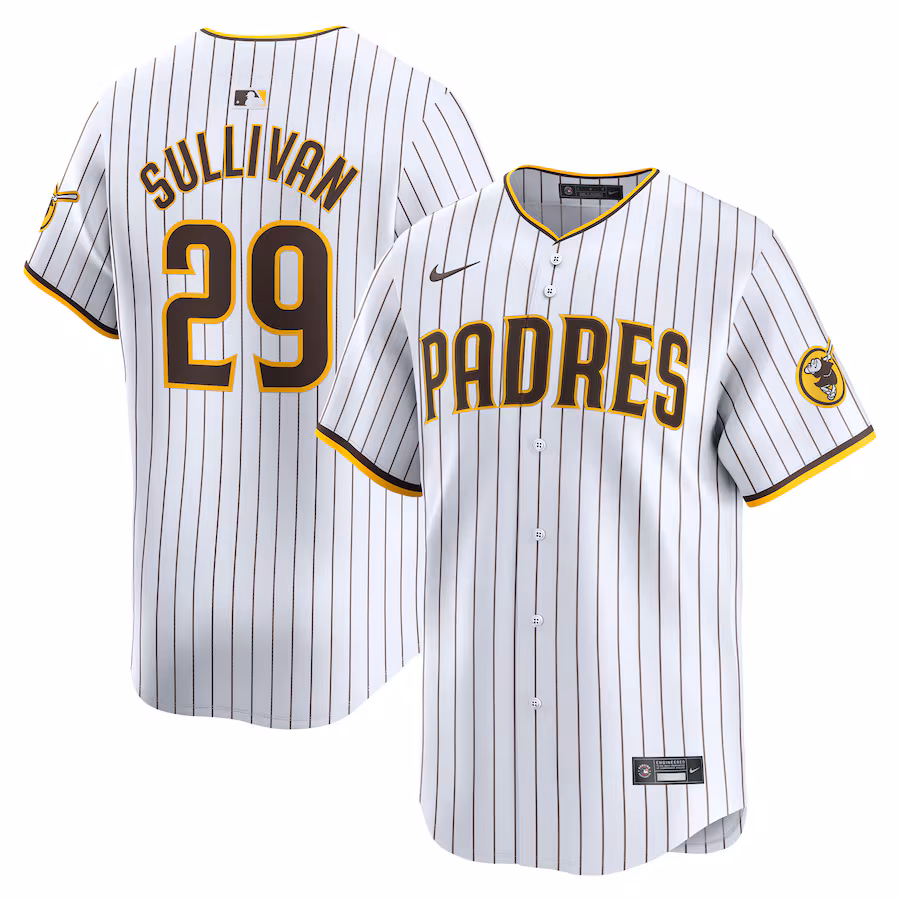 Men's San Diego Padres Brett Sullivan Nike White Home Limited Player Jersey - Puhuasuan