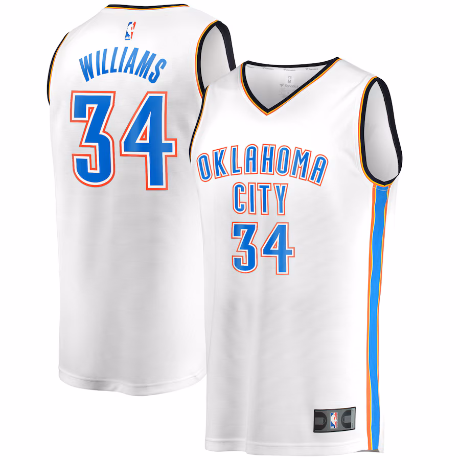Men's Oklahoma City Thunder Kenrich Williams Fanatics White Fast Break Player Jersey - Association Edition - Puhuasuan