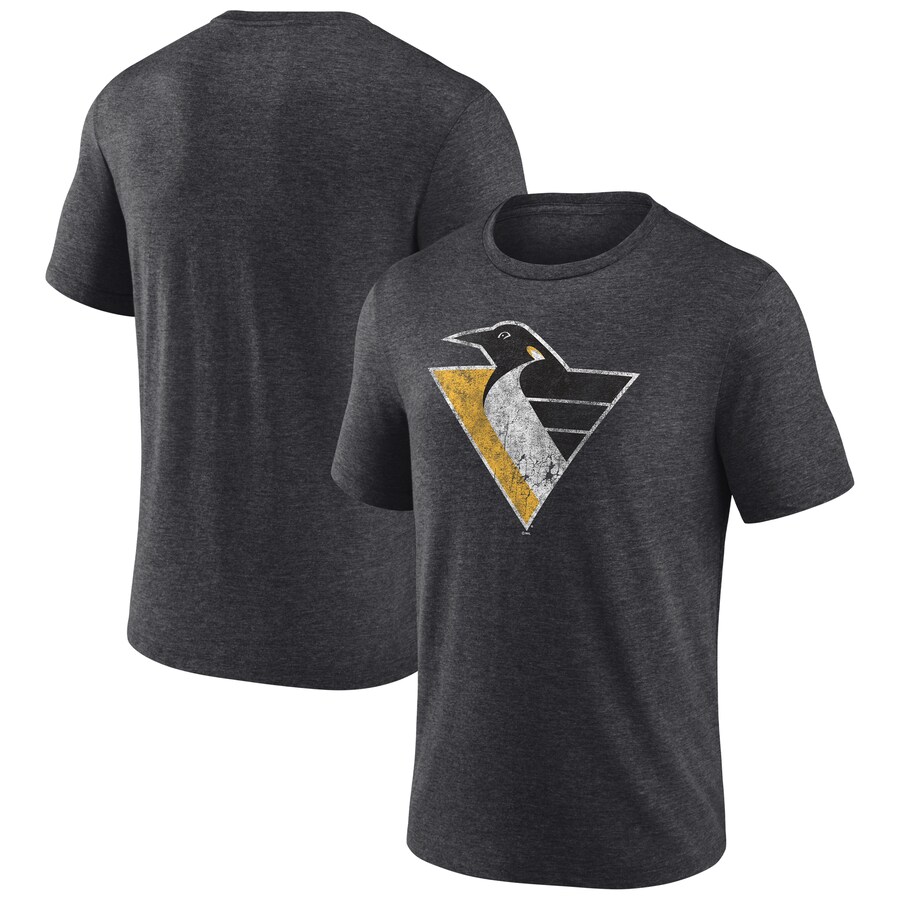 Men's Pittsburgh Penguins Charcoal Wraparound Tri-Blend T-Shirt - Puhuasuan