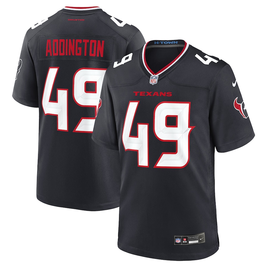 Men's Houston Texans Tucker Addington Nike Navy Team Game Jersey - Puhuasuan