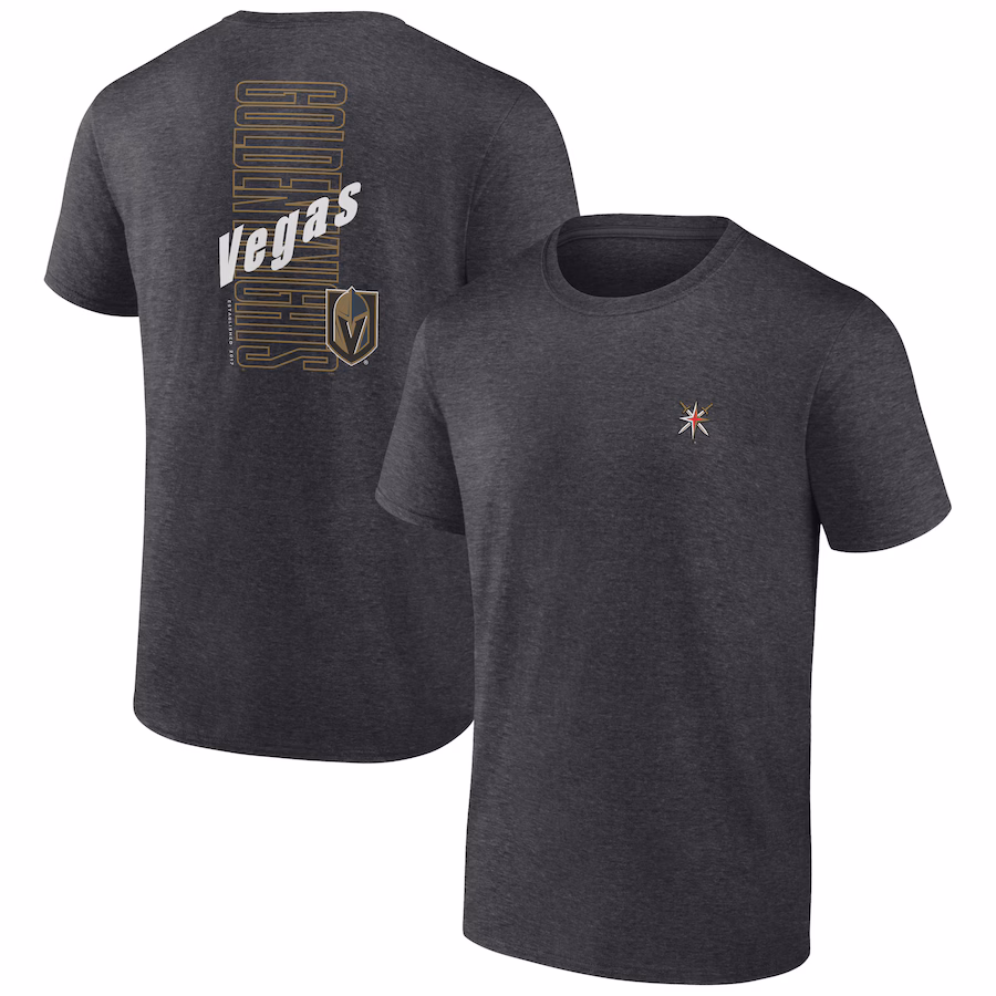 Men's Vegas Golden Knights Fanatics Heather Charcoal Backbone T-Shirt - Puhuasuan