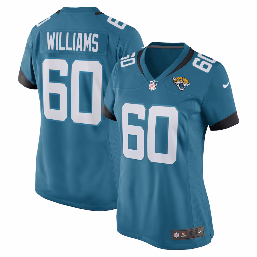 Women's Jacksonville Jaguars Darryl Williams Nike Teal Game Player Jersey - Puhuasuan