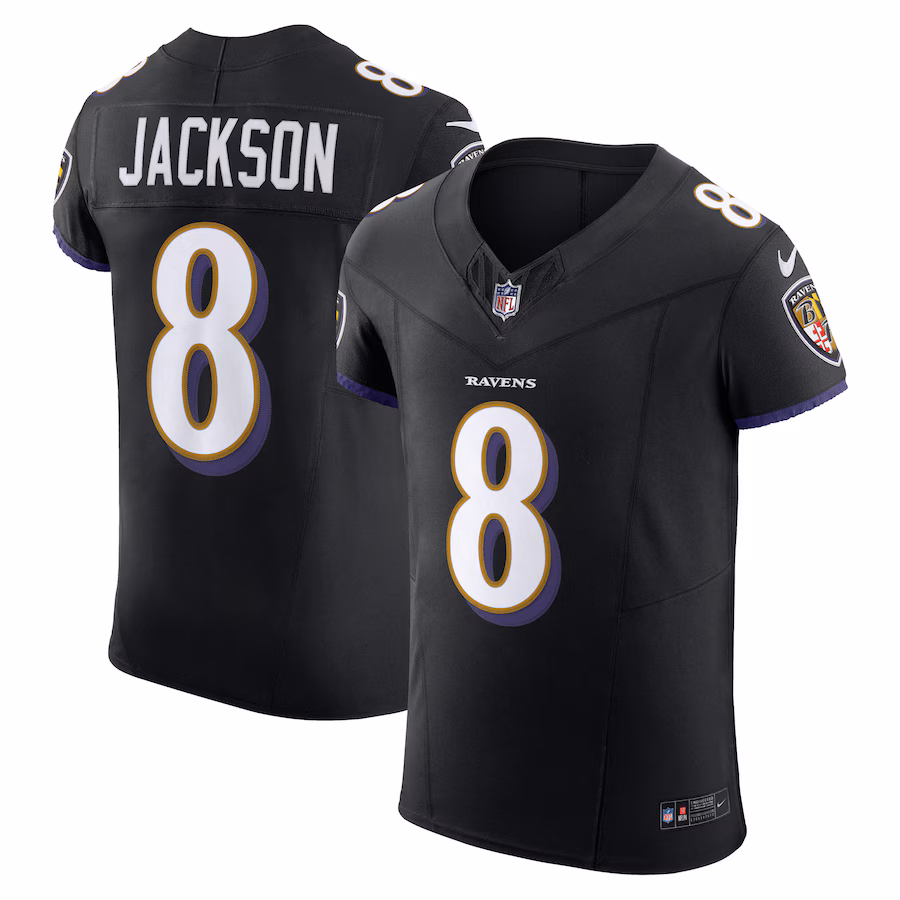 Men's Baltimore Ravens Lamar Jackson Nike Black Alternate Vapor F.U.S.E. Elite Jersey - Puhuasuan