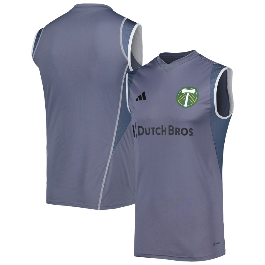 Men's Portland Timbers adidas Gray 2023 On-Field Sleeveless Training Jersey - Puhuasuan