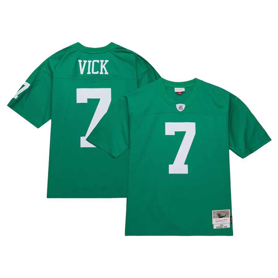 Men's Philadelphia Eagles Michael Vick Mitchell & Ness Kelly Green Legacy Replica Jersey - Puhuasuan