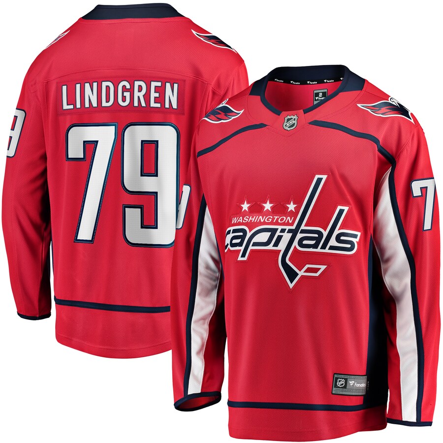 Men's Washington Capitals Charlie Lindgren Fanatics Branded Red Home Breakaway Player Jersey - Puhuasuan