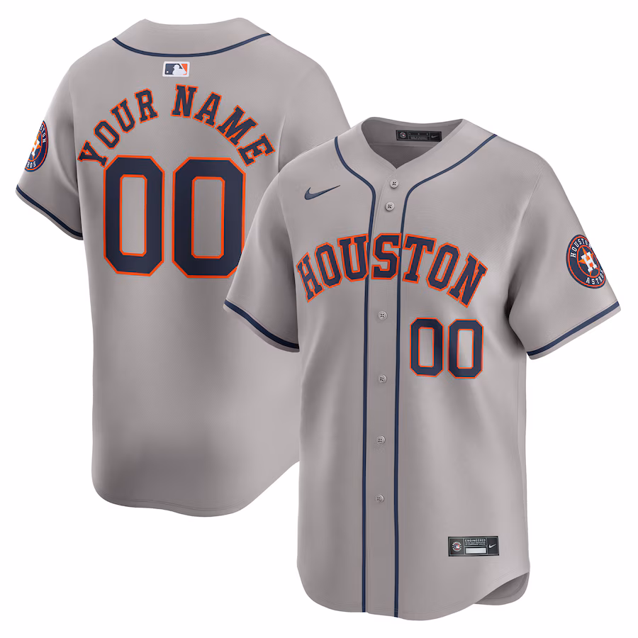 Men's Houston Astros  Nike Gray Away Limited Custom Jersey - Puhuasuan