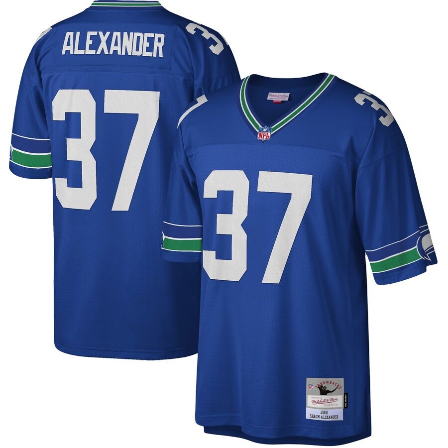 Men's Seattle Seahawks Shaun Alexander Mitchell & Ness Royal Legacy Replica Jersey - Puhuasuan
