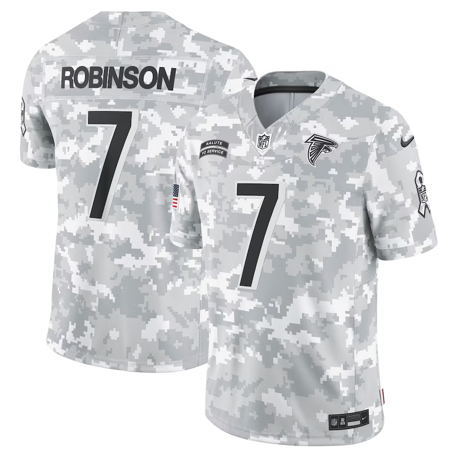 Men's Atlanta Falcons Bijan Robinson Nike Arctic Camo 2024 Salute to Service Limited Jersey - Puhuasuan