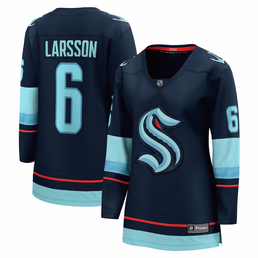 Women's Seattle Kraken Adam Larsson Fanatics Deep Sea Blue Home Breakaway Player Jersey - Puhuasuan