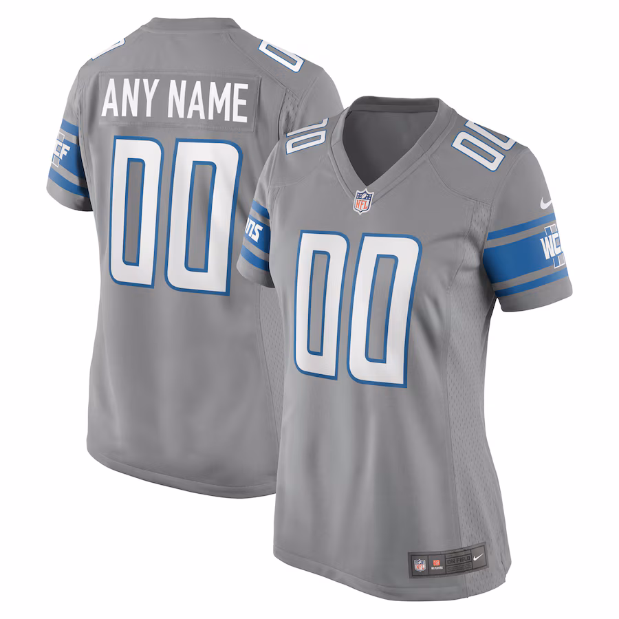Women's Detroit Lions Nike Gray Alternate Custom Game Jersey - Puhuasuan