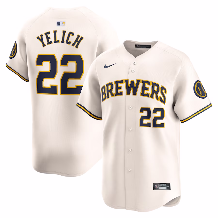 Men's Milwaukee Brewers Christian Yelich Nike Cream Home Limited Player Jersey - Puhuasuan