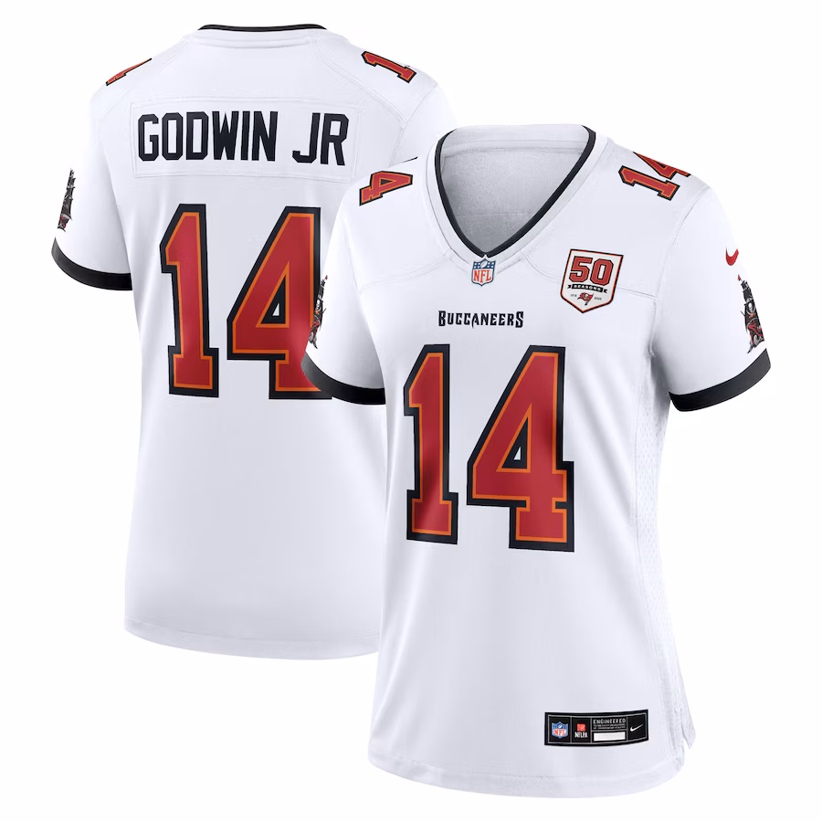 Men's Tampa Bay Buccaneers Chris Godwin Jr. Nike White 50th Anniversary Game Jersey - Puhuasuan
