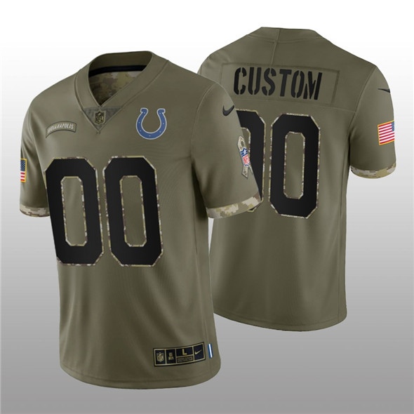 Men's Indianapolis Colts ACTIVE PLAYER Custom 2022 Olive Salute To Service Limited Stitched Jersey - Puhuasuan
