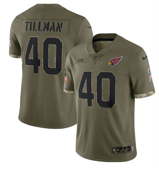 Men's Arizona Cardinals #40 Pat Tillman 2022 Olive Salute To Service Limited Stitched Jersey - Puhuasuan