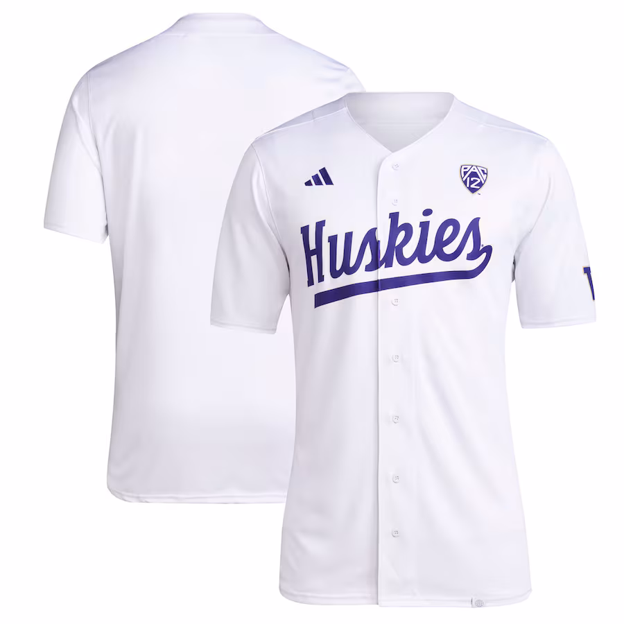 Men's adidas White Washington Huskies Team Baseball Jersey - Puhuasuan