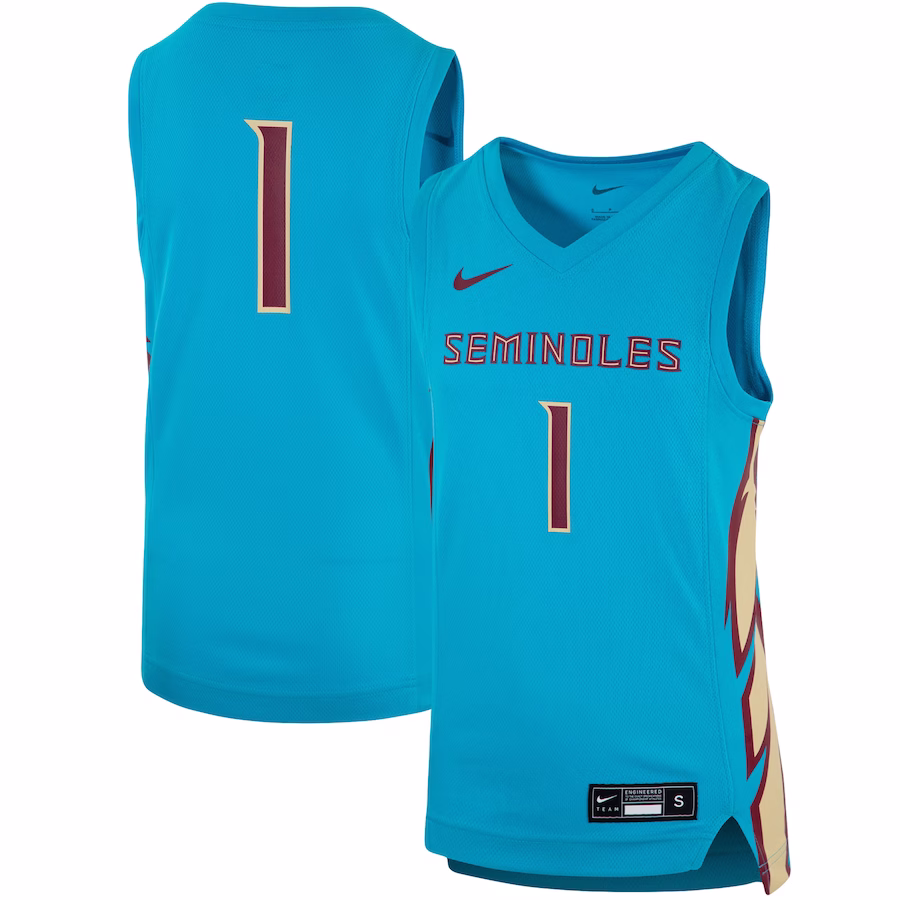 #1 Florida State Seminoles Nike Youth Seminoles Heritage Team Replica Basketball Jersey - Turquoise - Puhuasuan