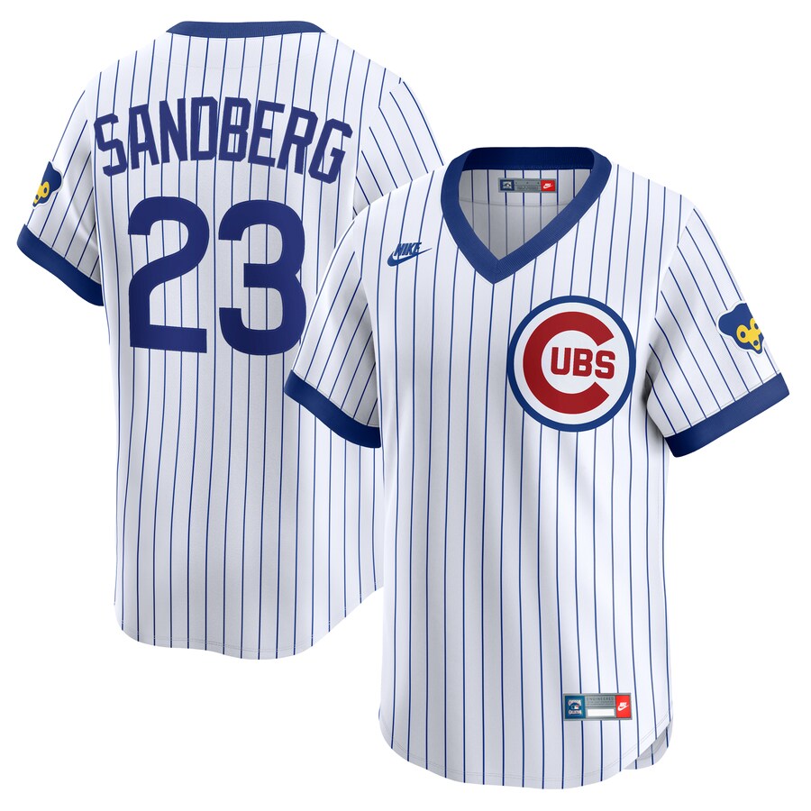 Men's Chicago Cubs Ryne Sandberg Nike White Throwback Cooperstown Collection Limited Jersey - Puhuasuan
