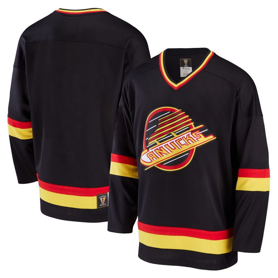 Men's Vancouver Canucks Fanatics Branded Black Premier Breakaway Heritage Jersey - Puhuasuan