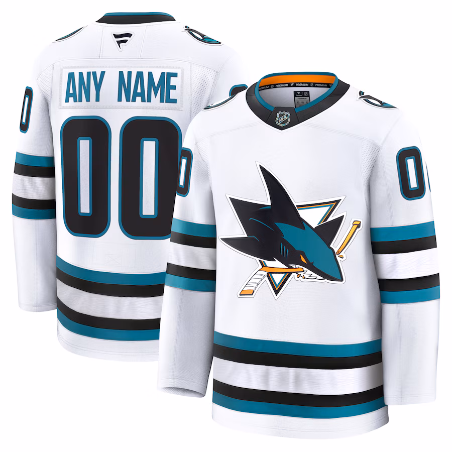Men's San Jose Sharks Fanatics White Away Premium Custom Jersey - Puhuasuan