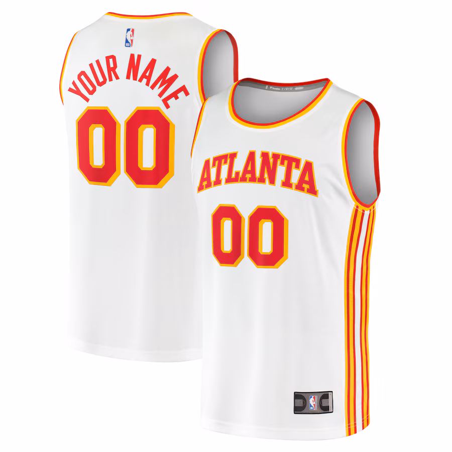 Men's Atlanta Hawks Fanatics White Fast Break Custom Replica Jersey - Association Edition - Puhuasuan