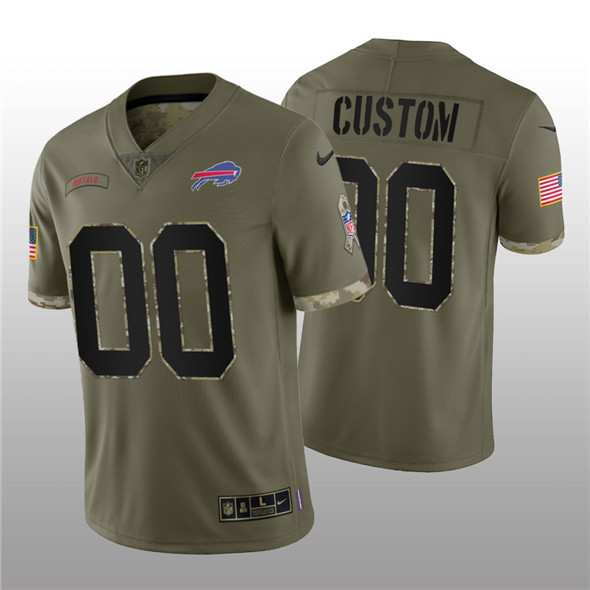 Men's Buffalo Bills ACTIVE PLAYER Custom 2022 Olive Salute To Service Limited Stitched Jersey - Puhuasuan
