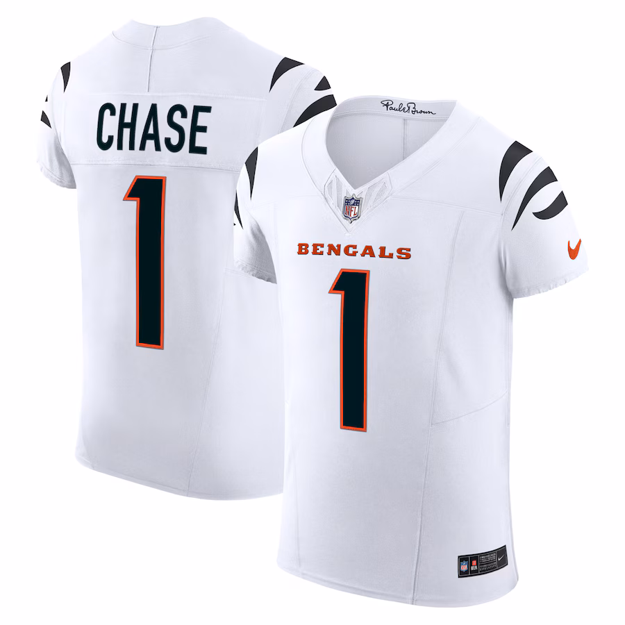 Men's Cincinnati Bengals Ja'Marr Chase Nike White  Vapor F.U.S.E. Elite Jersey - Puhuasuan