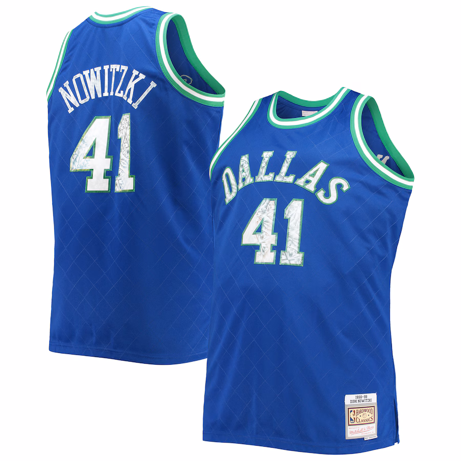 Men's Dallas Mavericks Dirk Nowitzki Mitchell & Ness Blue Big & Tall 1998/99 NBA 75th Anniversary Diamond Swingman Jersey - Puhuasuan