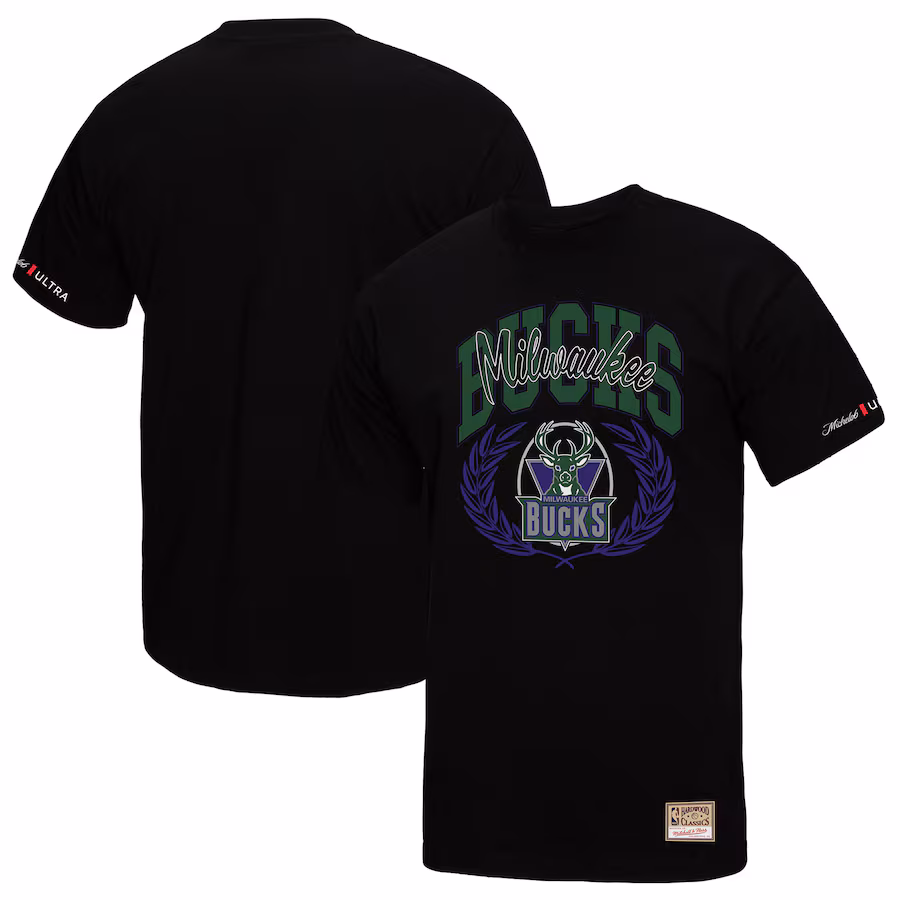 Men's Milwaukee Bucks Mitchell & Ness Black NBA x Michelob Ultra Rewind II T-Shirt - Puhuasuan
